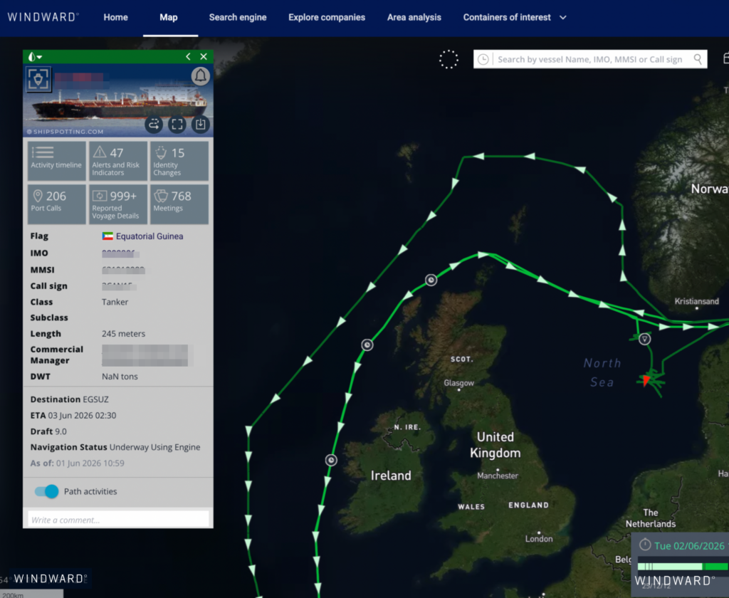 Some of the tankers were part of a cohort of 11 Cameroon-flagged vessels tracked making uneconomical voyages around Great Britain while sailing to and from Russian Baltic ports.