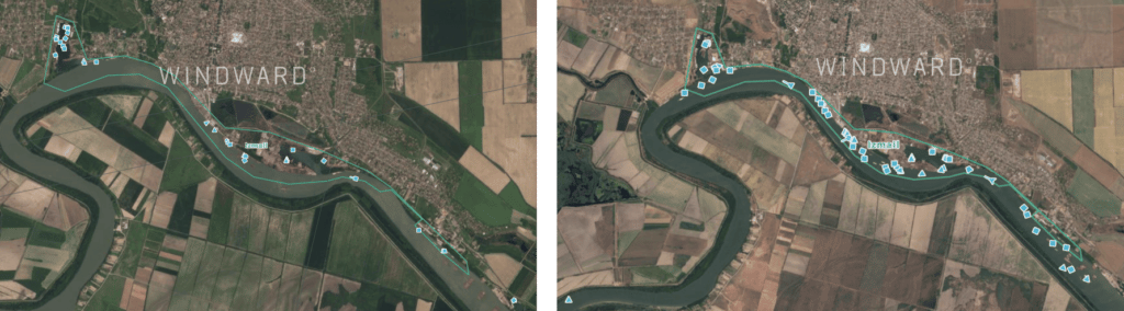 Image 13 Izmail port congestion on May 2022 right vs May 2021 left Source Planet Labs 1