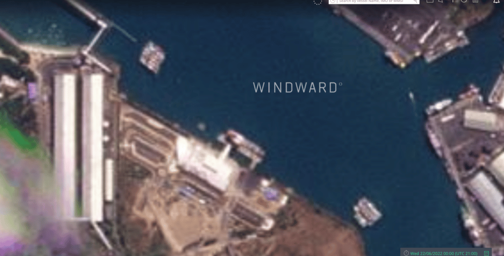 Figure 5 Chinese supporting fishing vessels in a Mauritius hub Source Windwards partner Planet Labs