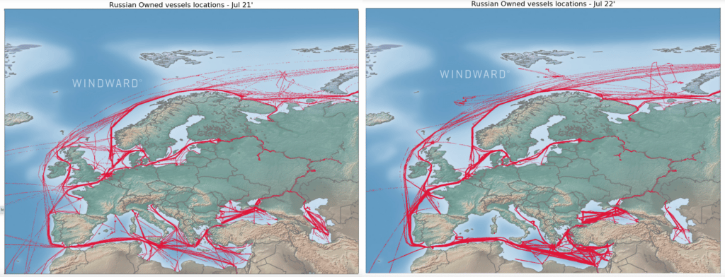 Figures 5 6 Russian trade flows in Europe July 2021 vs July 2022
