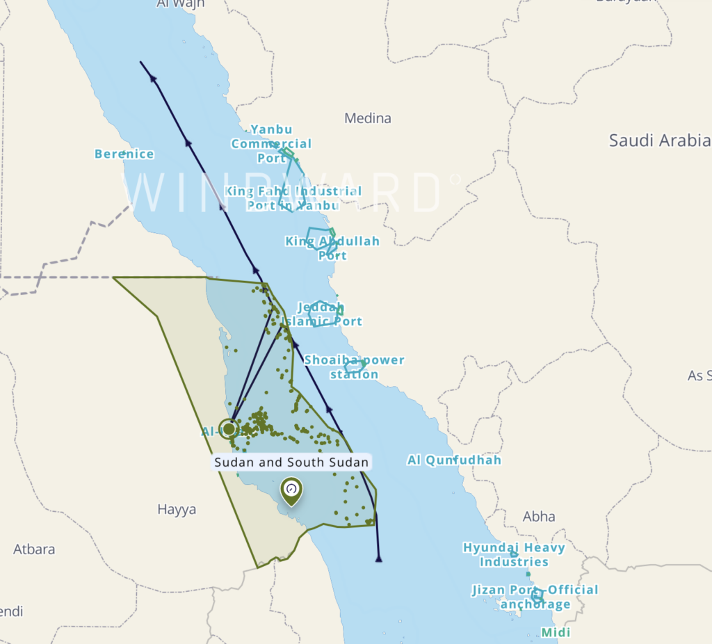 Example of vessel transmission path Sudan 5