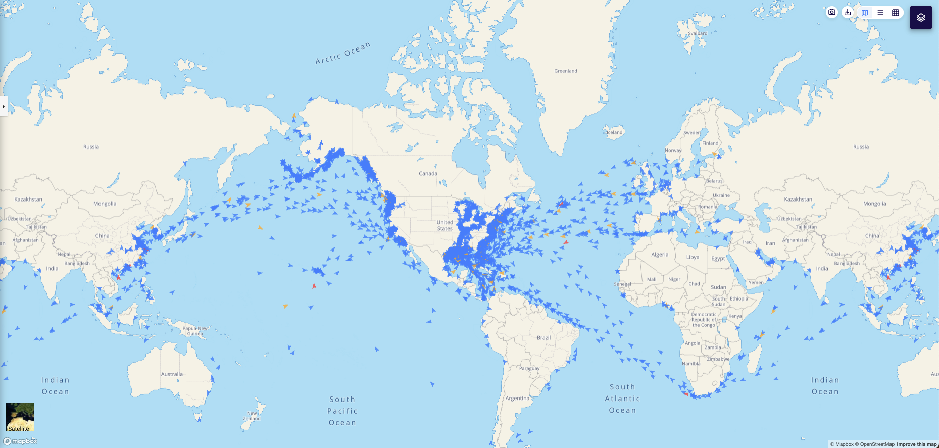 All vessels with the U.S. as their reported destination on August 11, 2025. Source: Windward Maritime AI™ Platform