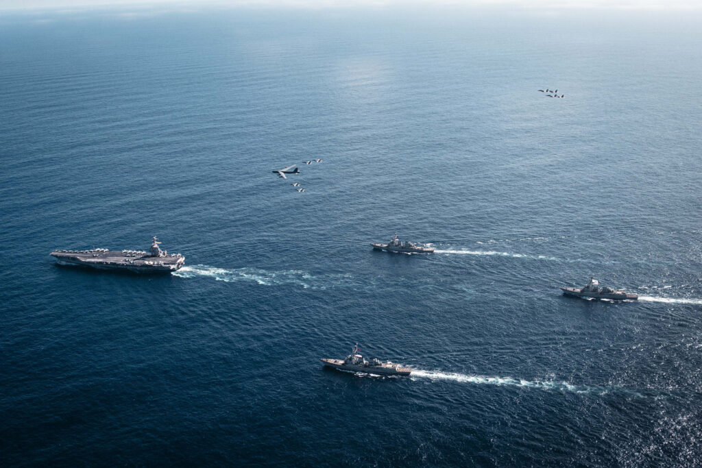 The Navy's Gerald R. Ford Carrier Strike Group operates in support of the U.S. Southern Command mission Operation Southern Spear, Nov. 13, 2025. Credit: Navy Petty Officer 3rd Class Tajh Payne
