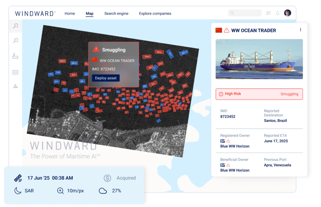 Map view of risks Windward