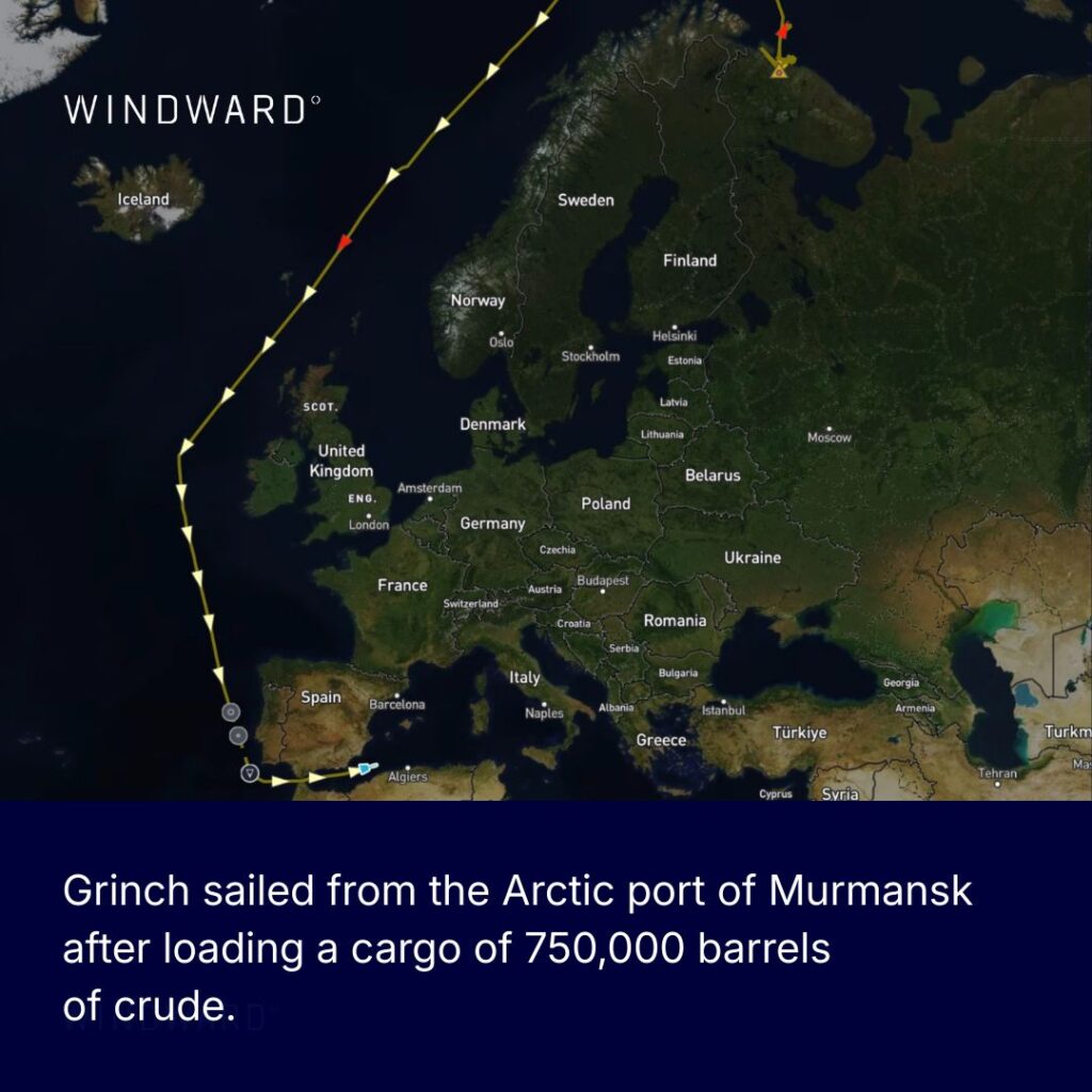 The Grinch sailing path, source: Windward Maritime AI™.