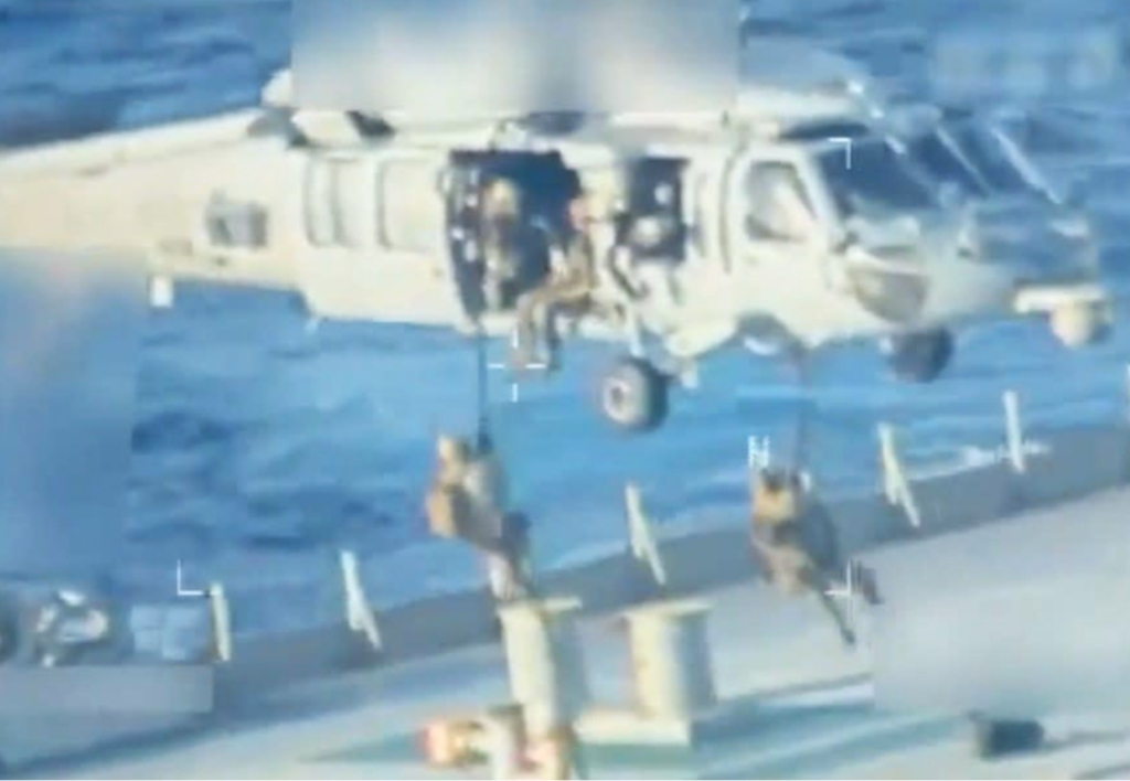 U.S. troops seize tanker carrying Venezuelan oil off country’s coast in Dec. 10 raid. Washington is ramping up its naval blockade of Venezuela, denying delivery of sorely needed oil to Cuba. Source: U.S. Attorney General’s Office