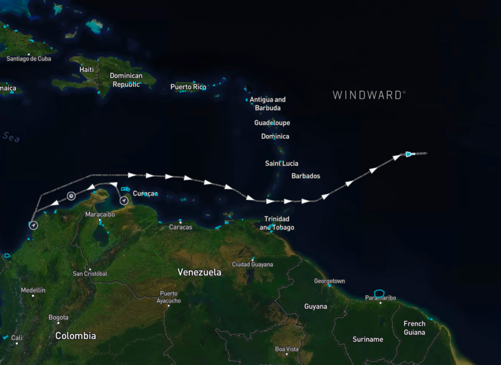 Hyperion sails from Venezuela on January 1 after reflagging to Russia. Source: Windward Maritime AI™ Platform.