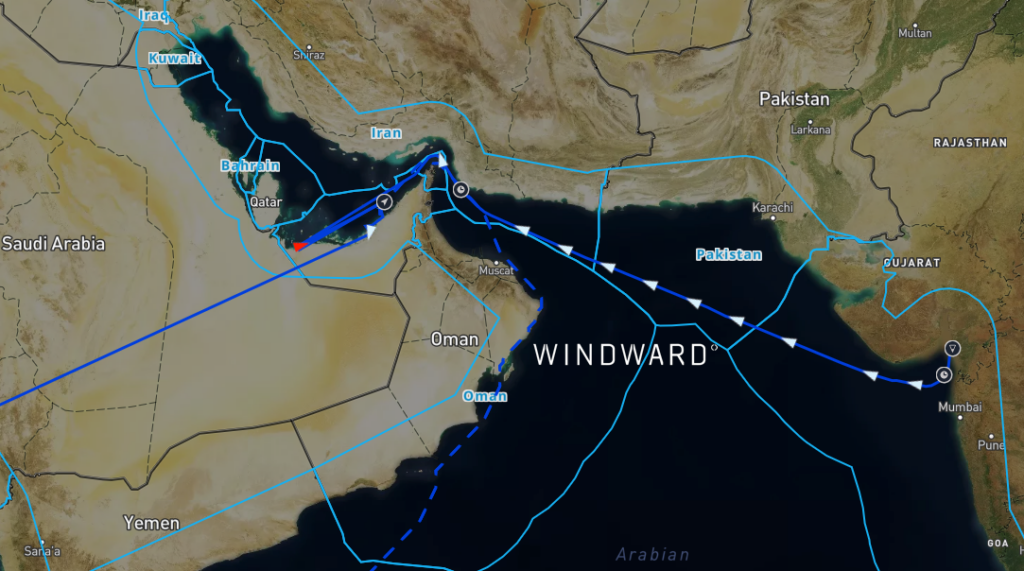 The MAYUREE NAREE’s position on March 11, 2026. Source: Windward Maritime AI™ Platform.