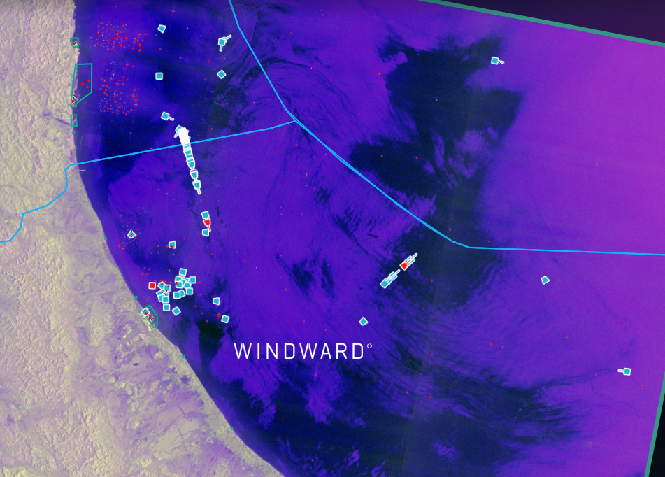 Gulf of Oman vessels, March 13, 2026. Source: Windward Remote Sensing Intelligence.