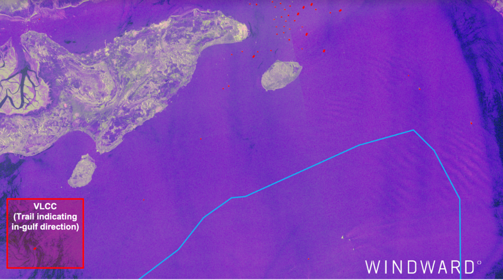 SAR imagery of the OFAC-sanctioned vessel, March 16 at 14:17 UTC. Source: Windward Remote Sensing Intelligence.