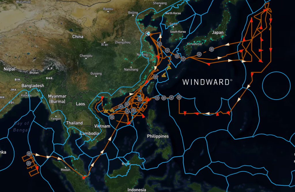 DONG FANG HONG 3’s operations over the past year. Source: Windward Maritime AI™ Platform.