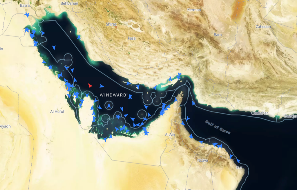 Military or law vessels in the Gulf. Source: Windward Maritime AI™ Platform.