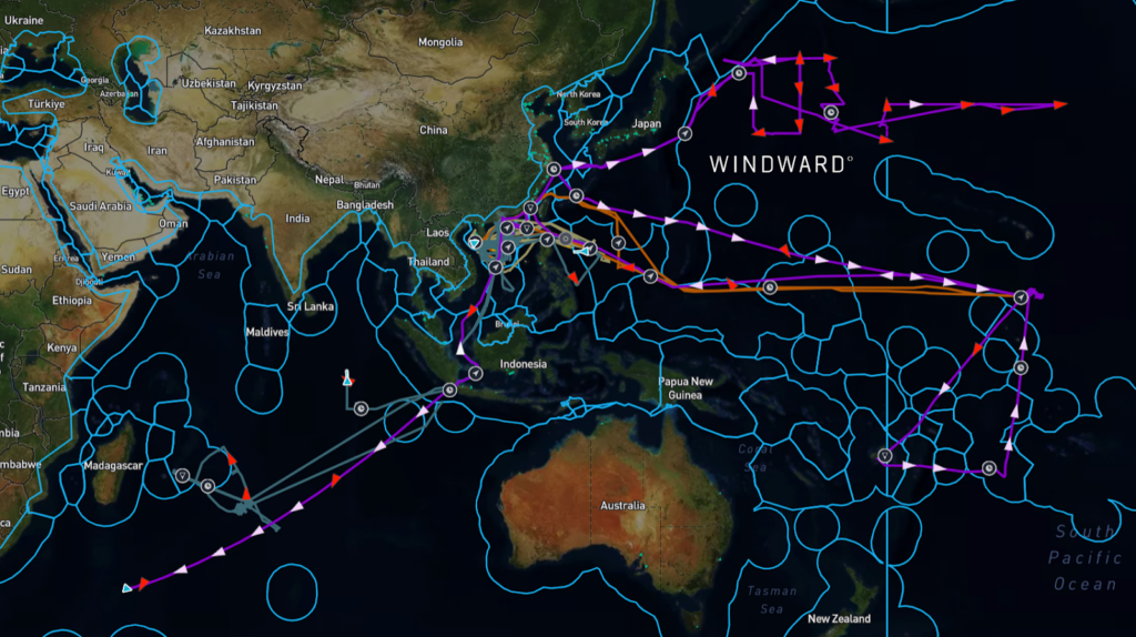The four additional vessels exhibited similar patterns of operation over the past year. Source: Windward Maritime AI™ Platform.