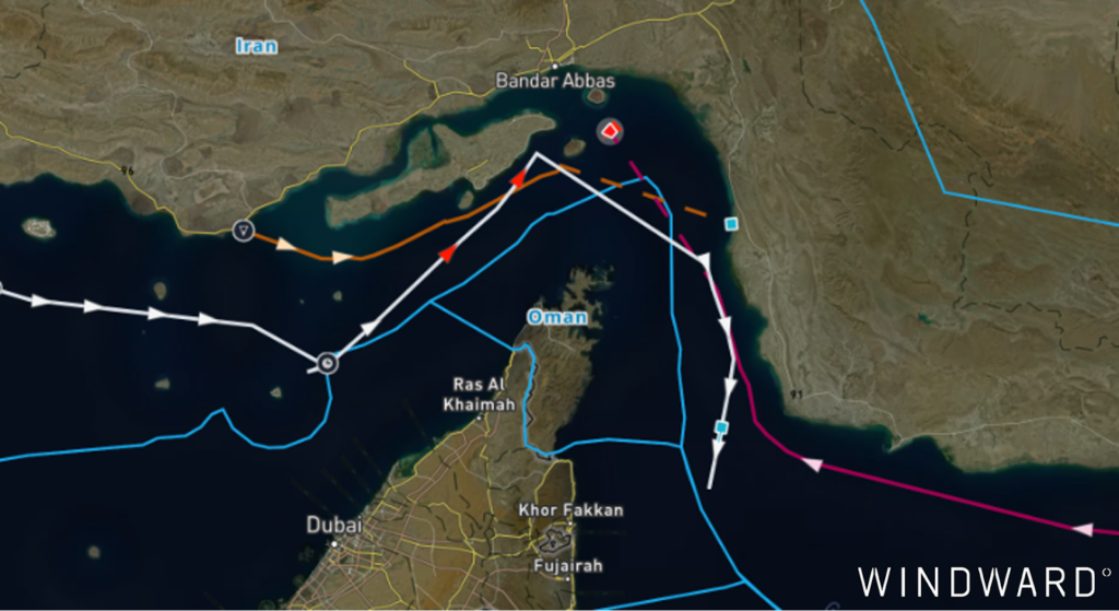 AIS-transmitting vessels transiting the Strait of Hormuz, March 29, 2026. Source: Windward Maritime AI™ Platform.