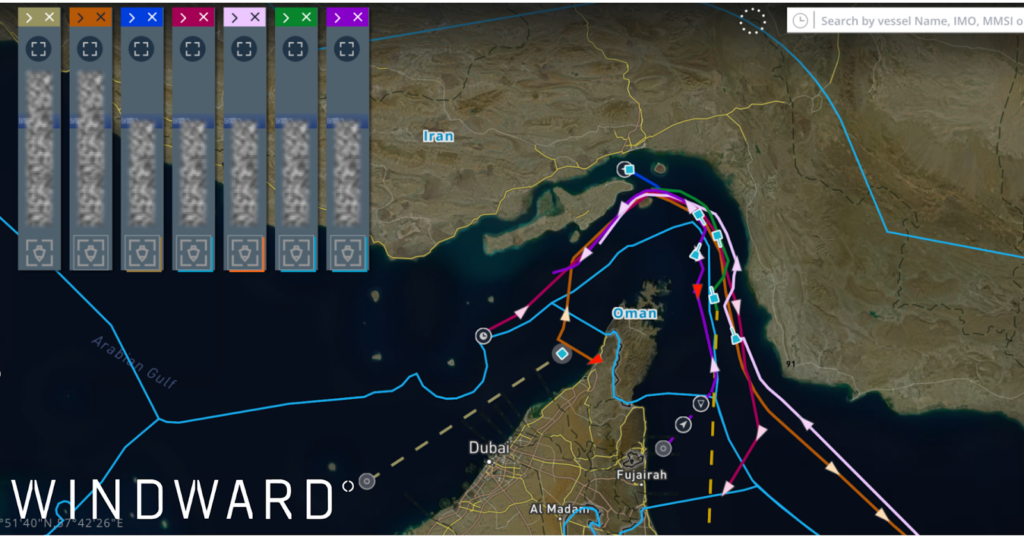 AIS transmitting vessel transiting the Strait of Hormuz, March 30, 2026. Source: Windward Maritime AI™ Platform.