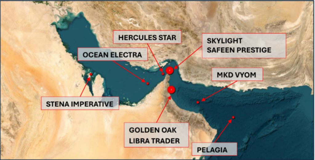 Location of all confirmed vessel attacks. Source: UKMTO.
