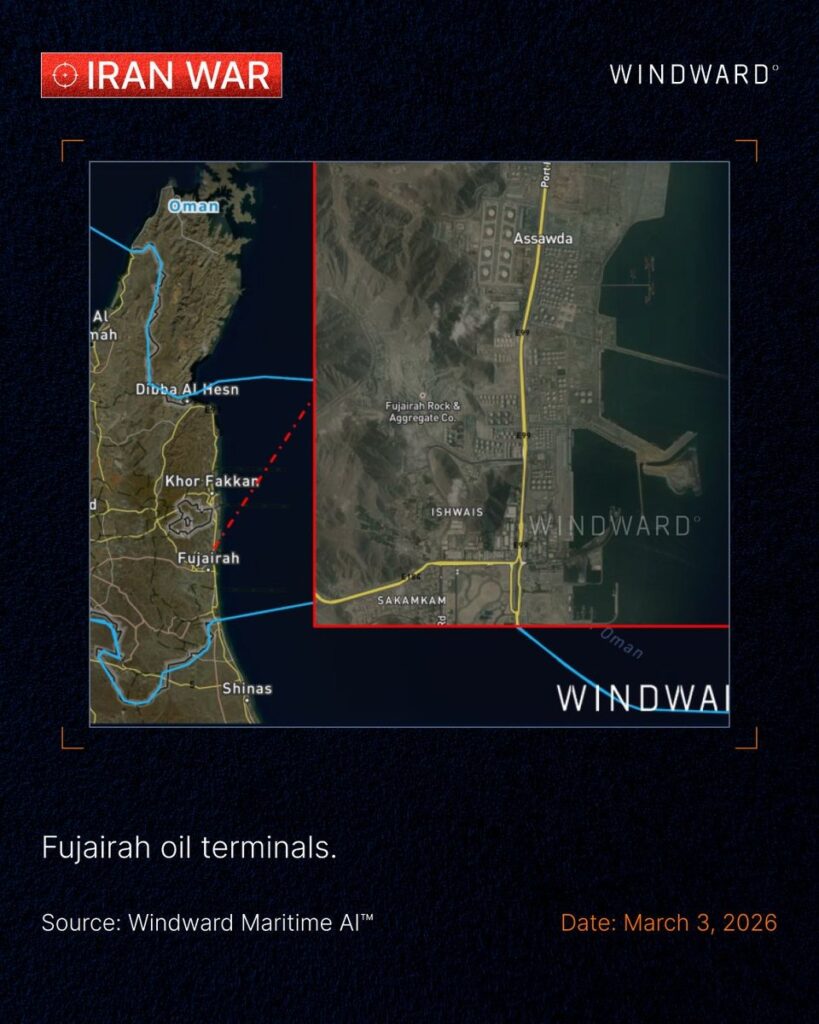 Fujairah oil terminals. Source: Windward Maritime AI™.