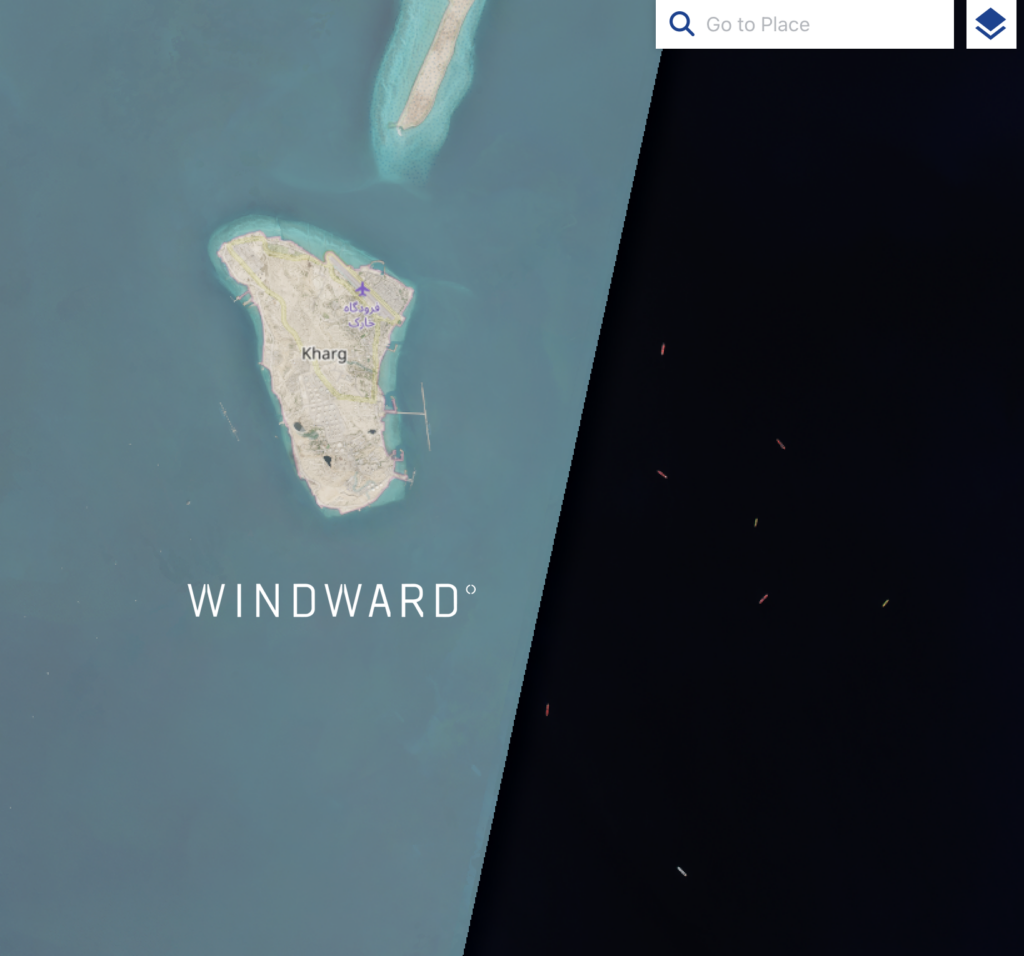 EO imagery of the vessels surrounding Kharg Island, March 14, 2026. Source: Windward Remote Sensing Intelligence.