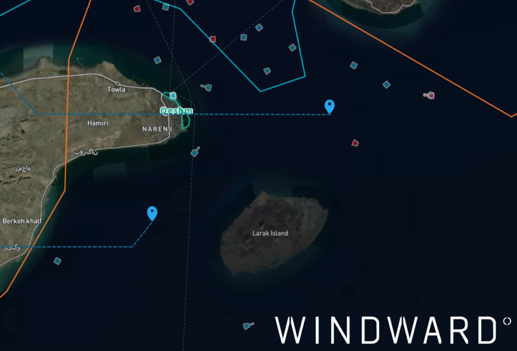 Locations of the two ship-to-ship transfers. Source: Windward Maritime AI™ Platform.
