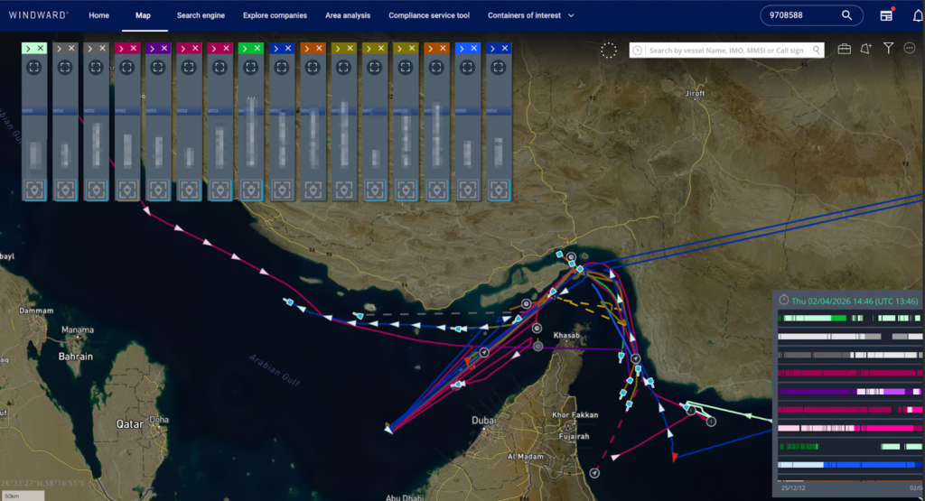 The 16 vessels that transited April 1 all took the IRGC-controlled corridor