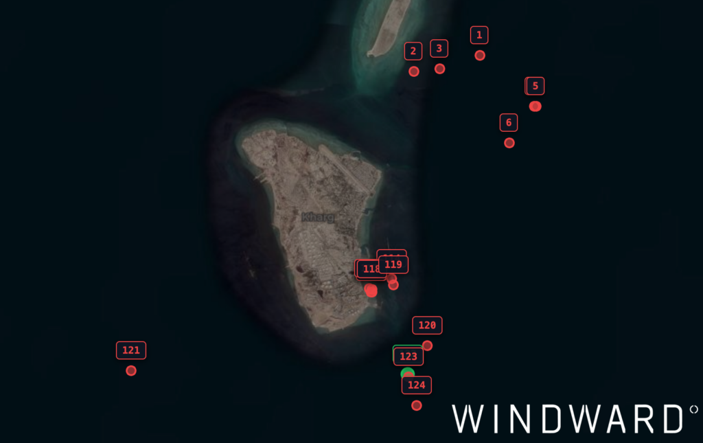 EO imagery of Kharg Island, April 30, 2026. Source: Windward Remote Sensing Intelligence.