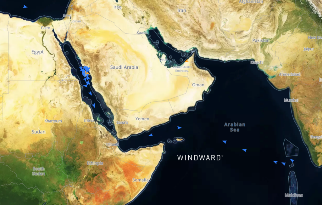 52 VLCCs underway to Yanbu. Source: Windward Maritime AI™ Platform.