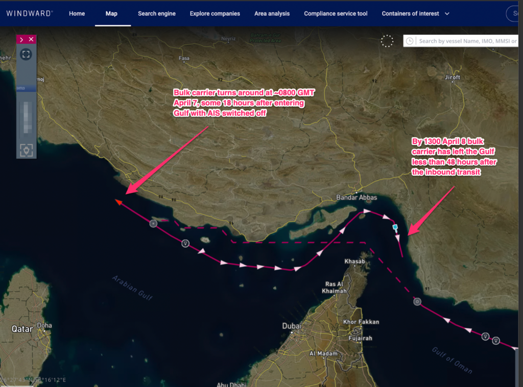 One bulk carrier left the Strait less than 48 hours after entering