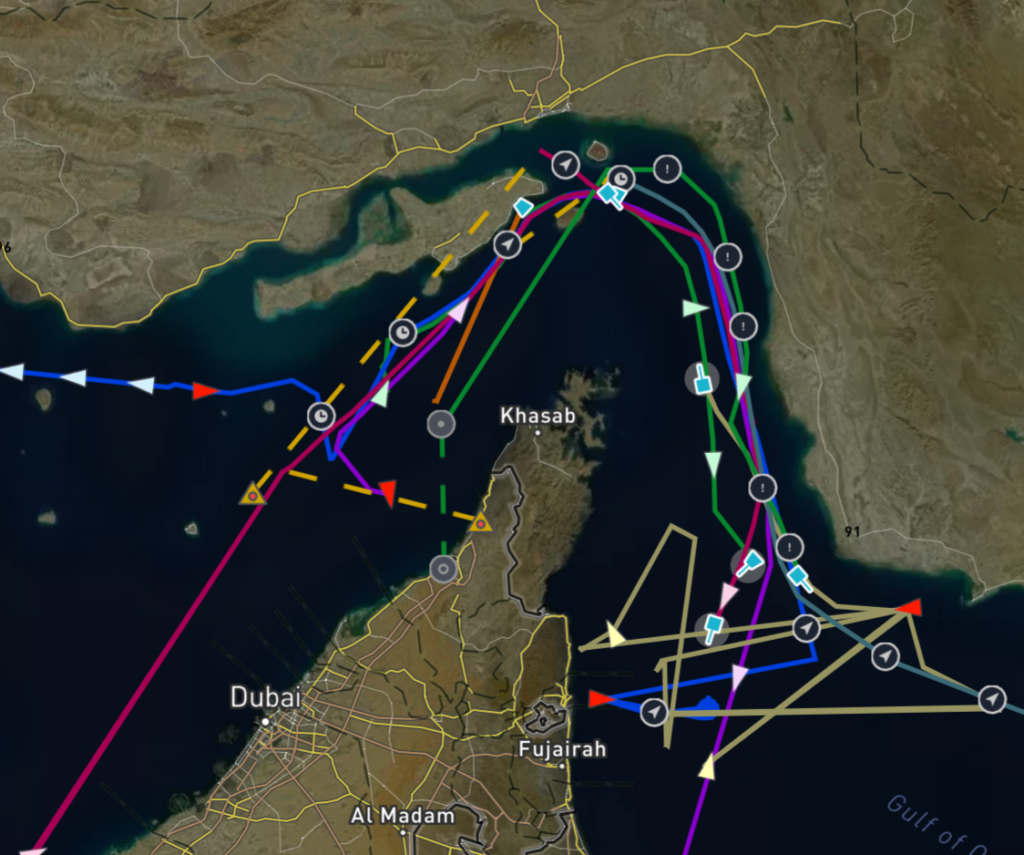 The 11 vessels that transited April 7 all took the IRGC-controlled corridor