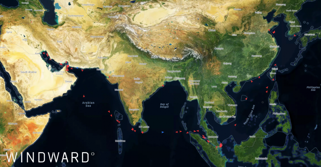 Vessels with Iranian oil on water as of April 13, 2026. Source: Windward.