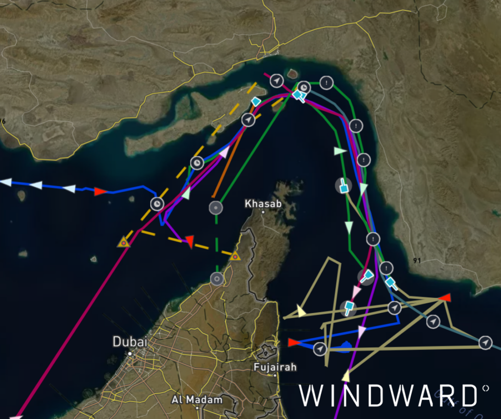 The 11 vessels that crossed on April 7, 2026, all transiting through the IRGC-controlled corridor. Source: Windward Maritime AI™ Platform.