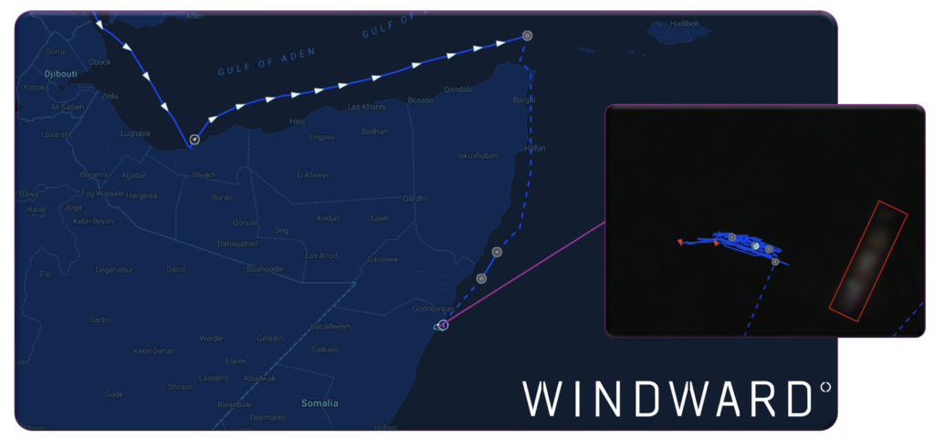 The SWARD’s vessel path. Source: Windward Maritime AI™ Platform.