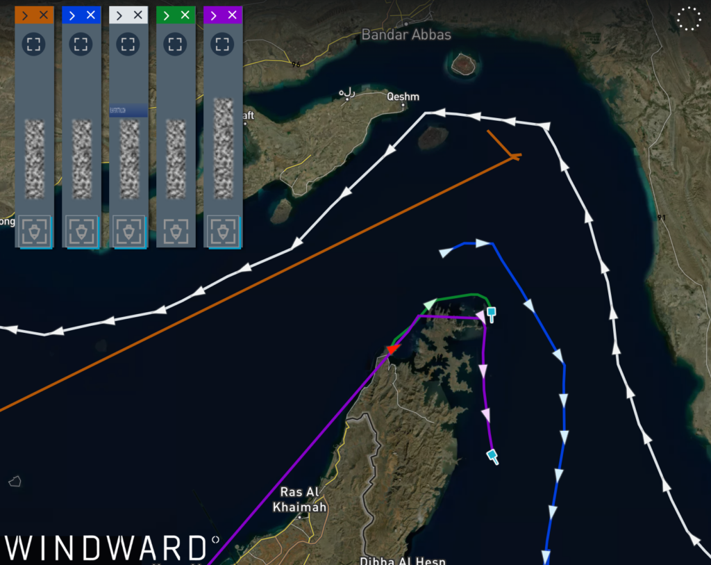 Strait of Hormuz AIS-visible transits between June 10 and 11, 2026. Source: Windward Maritime AI™ Platform.