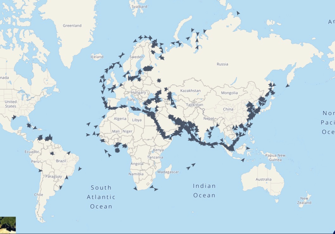 Windward’s 2,000+ tracked dark fleet vessels. Source: Windward Maritime AI™ Platform