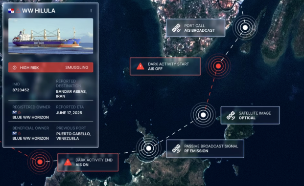 Entity resolution assigns observations from independent sources to a single persistent vessel record, so the output arrives as fused context rather than parallel feeds. Source: Windward Maritime AI™ Platform.