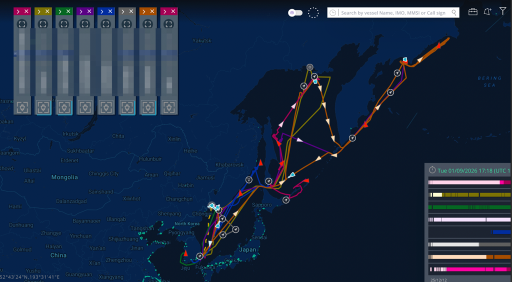 Eight tankers moved an estimated ~780,000 barrels of South Korean diesel and gasoline to Russia's eastern ports over July–August.